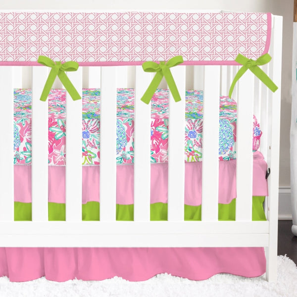 Preppy Summer Ruffled Crib Bedding - gender_girl, Preppy Summer, text