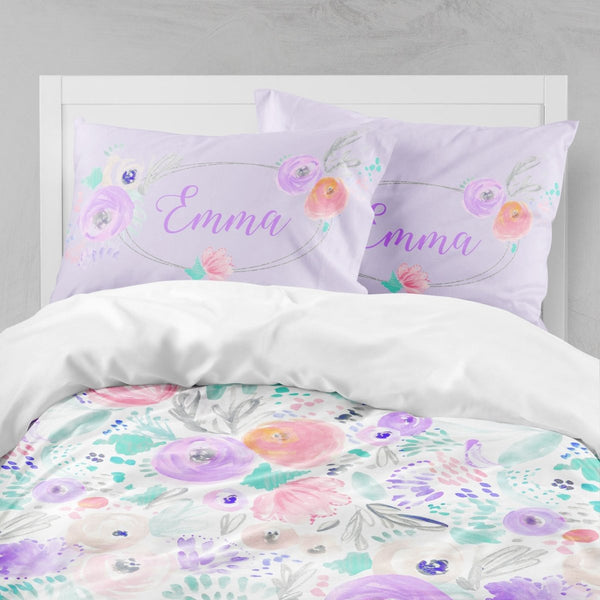 Purple Blooms Kids Bedding Set (Comforter or Duvet Cover) - gender_girl, Purple Blooms, text