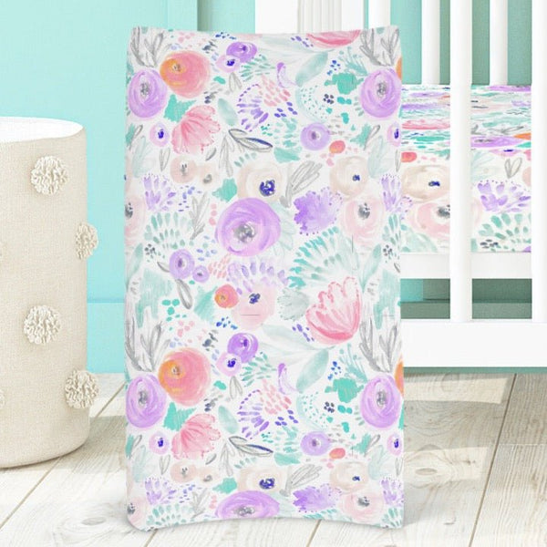 Purple Blooms Changing Pad Cover - gender_girl, Purple Blooms, Theme_Floral
