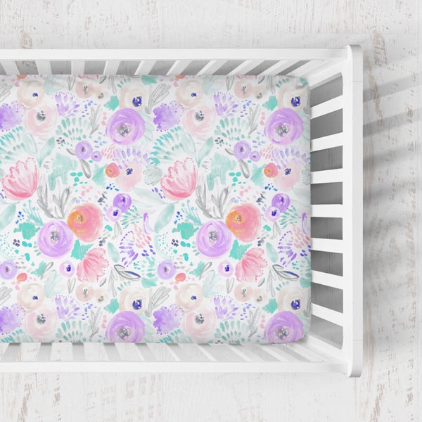 Purple Blooms Crib Sheet - gender_girl, Theme_Floral,