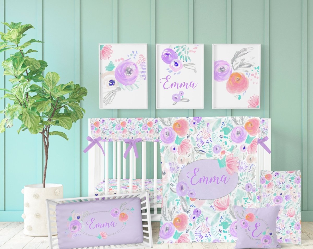 Purple Blooms Crib Sheet - gender_girl, Theme_Floral,