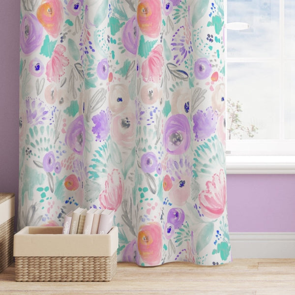 Purple Blooms Curtain Panel - gender_girl, Purple Blooms, Theme_Floral