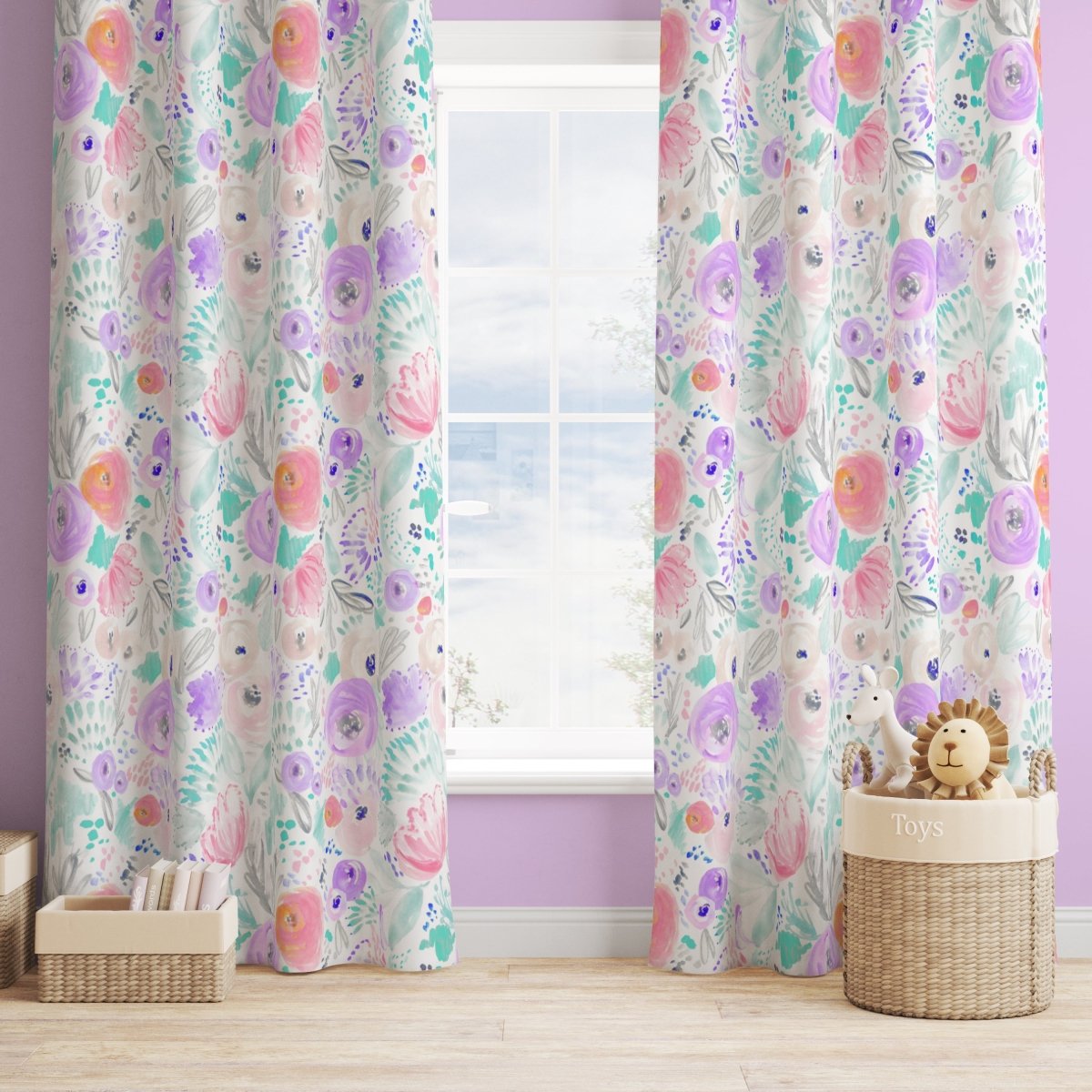 Purple Blooms Curtain Panel - gender_girl, Purple Blooms, Theme_Floral