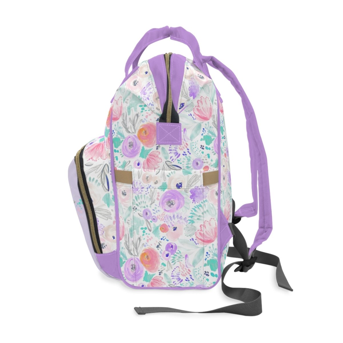 Purple Blooms Personalized Backpack Diaper Bag - gender_girl, Purple Blooms, text