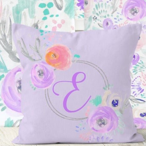 Purple Blooms Personalized Throw Pillow - gender_girl, Purple Blooms, text