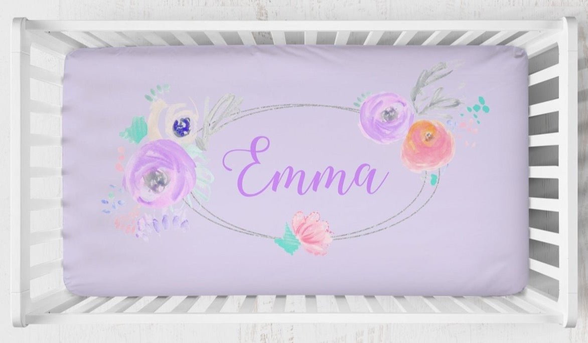 Purple Blooms Ruffled Crib Bedding - Crib Bedding Sets