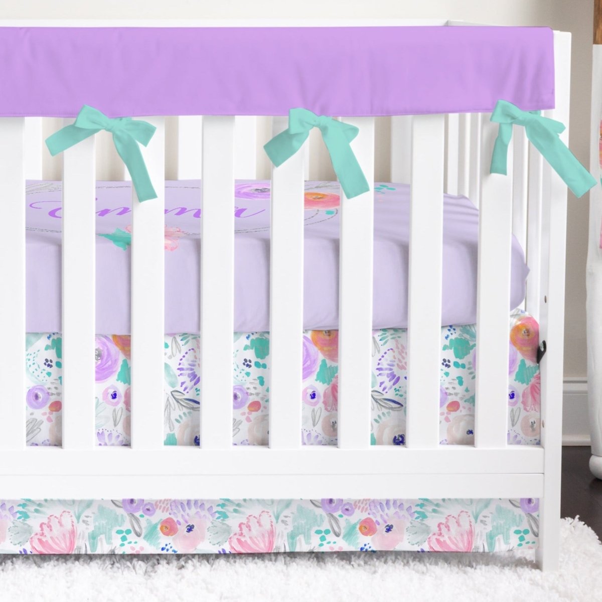 Purple Blooms Solid Crib Bedding - Crib Bedding Sets