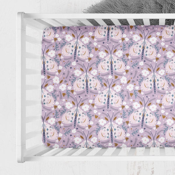 Purple Butterfly Crib Sheet - gender_girl, Theme_Butterfly,