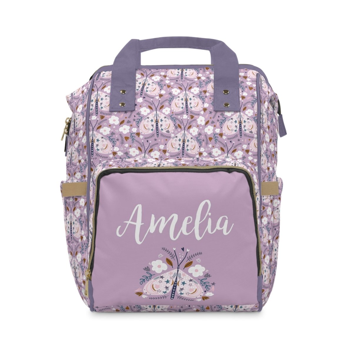 Purple Butterfly Personalized Backpack Diaper Bag - gender_girl, Purple Butterfly, text