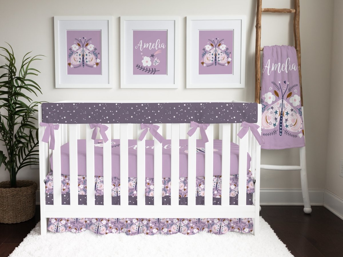 Purple Butterfly Ruffled Crib Skirt - gender_girl, Purple Butterfly, Theme_Butterfly