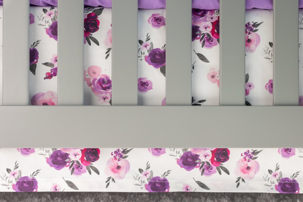 Purple floral online crib bedding