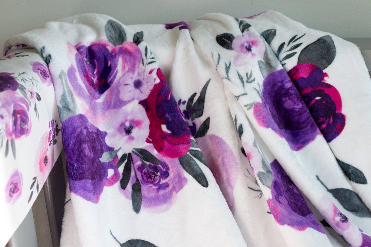 Purple Floral Crib Bedding Set - gender_girl, Purple Floral, text