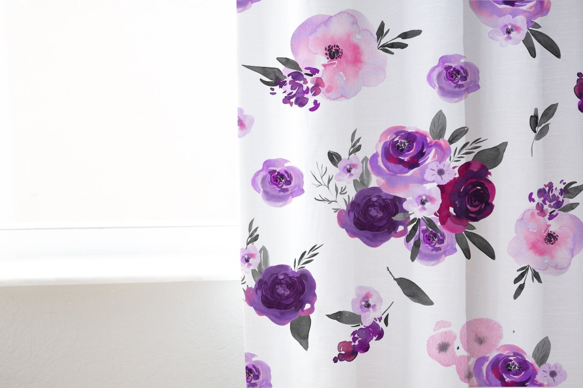 Purple Floral Curtain Panel - gender_girl, Purple Floral, Theme_Floral