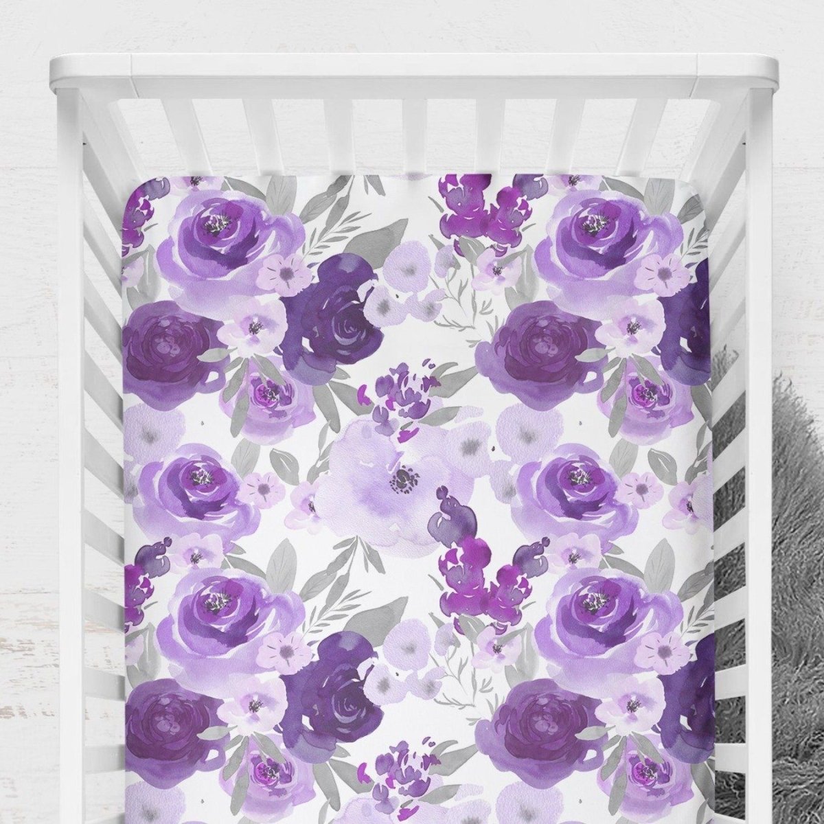 Purple Floral Elephant Crib Bedding - gender_girl, Purple Floral Elephant, text