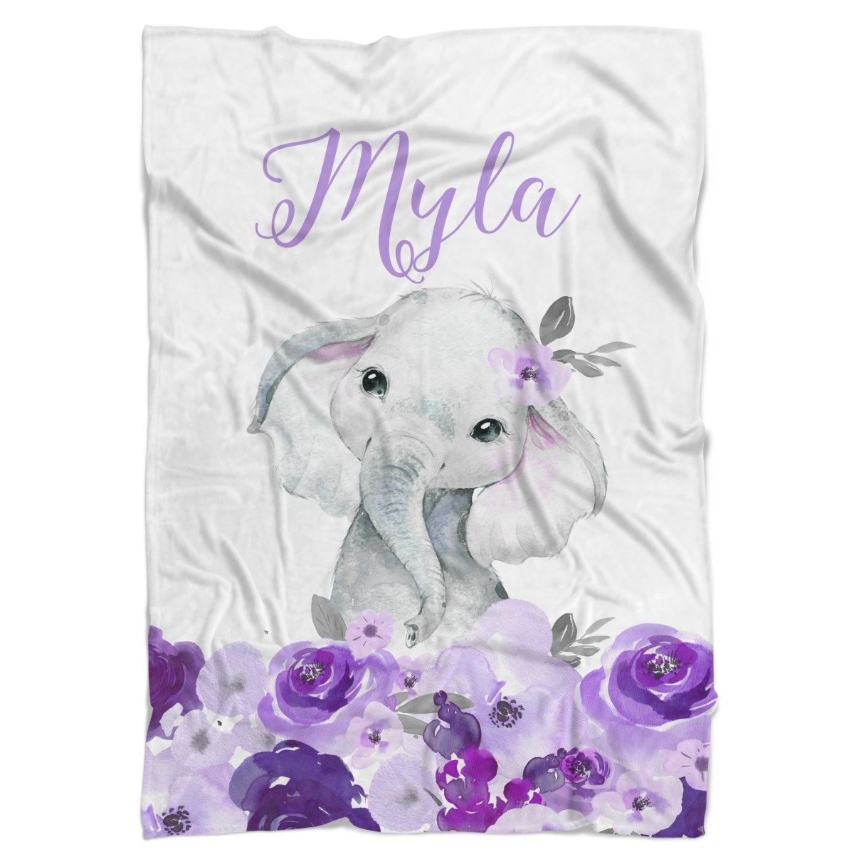 Purple Floral Elephant Crib Bedding - gender_girl, Purple Floral Elephant, text