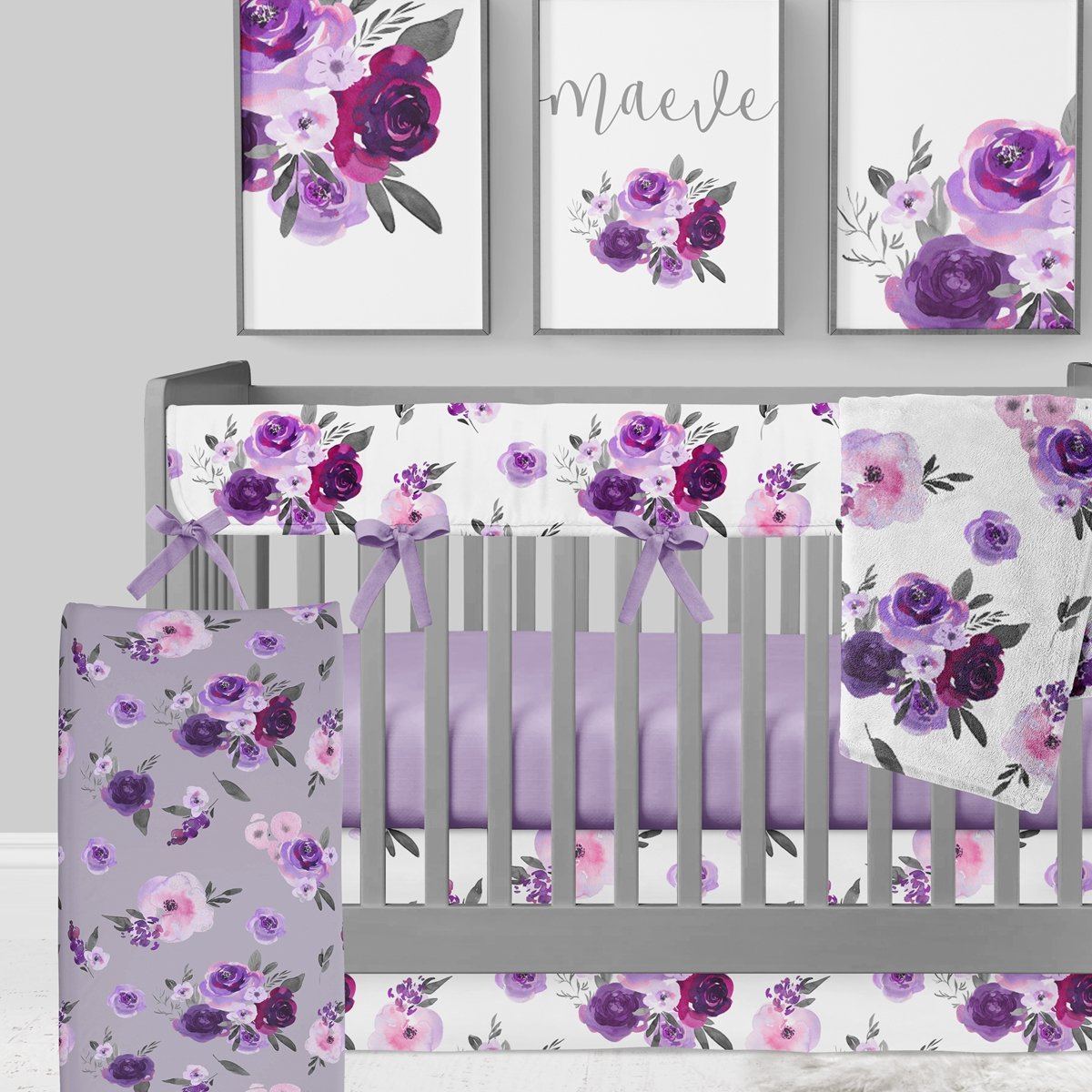 Purple Floral Nursing Pillow Cover - gender_girl, Purple Floral, Theme_Floral