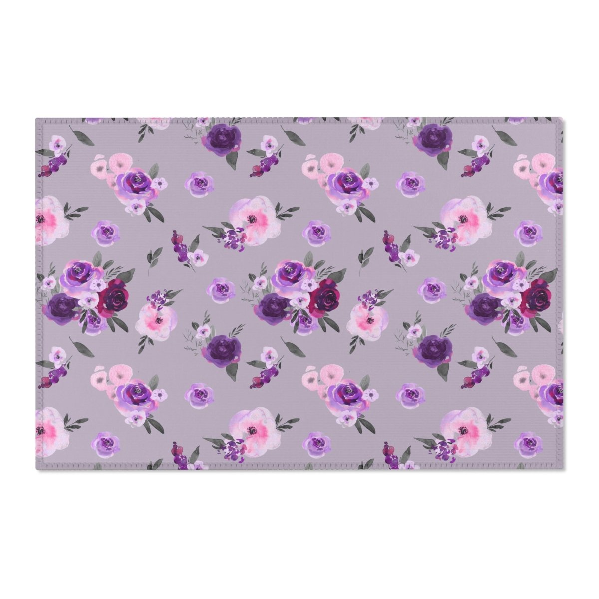 Purple Floral on Gray Nursery Rug - gender_girl, Purple Floral, Theme_Floral