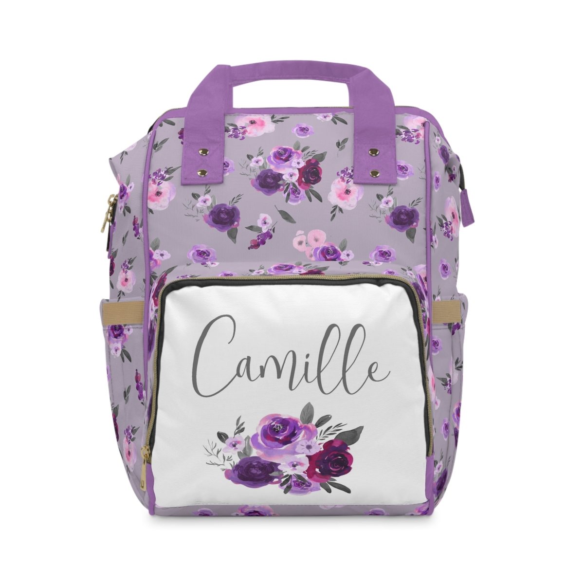 Purple Floral Personalized Backpack Diaper Bag - Backpack, Purple Floral  Nursery Collection – Modified Tot
