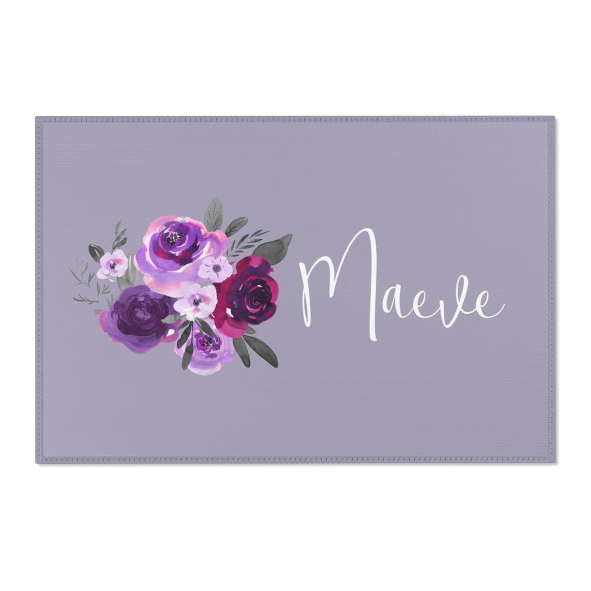 Purple Floral Personalized Nursery Rug - gender_girl, Purple Floral, text