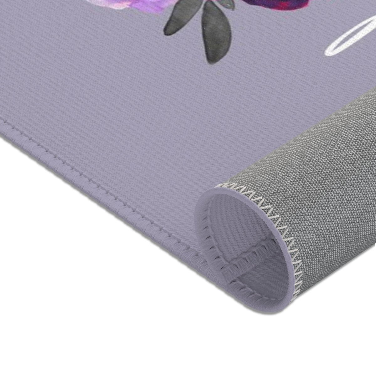 Purple Floral Personalized Nursery Rug - gender_girl, Purple Floral, text
