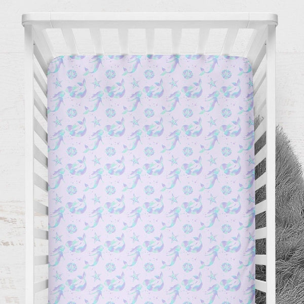 Mermaid Love Purple Crib Sheet - gender_girl, Theme_Ocean,