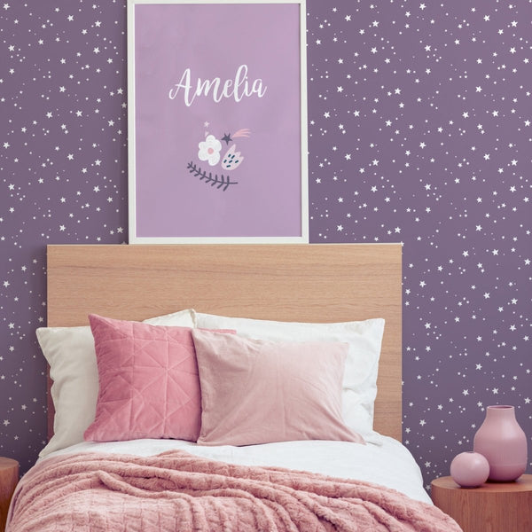 Purple Stars Peel & Stick Wallpaper - gender_girl, Purple Butterfly, Theme_Butterfly