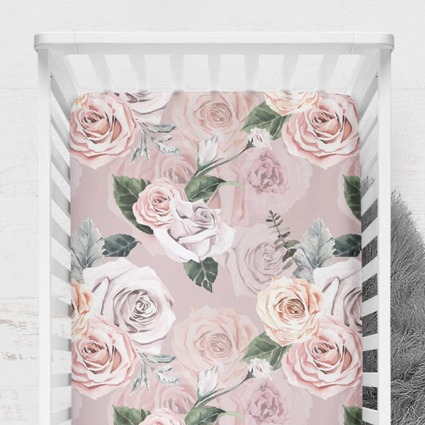 Romantic Rose Crib Sheet - gender_girl, Theme_Floral,