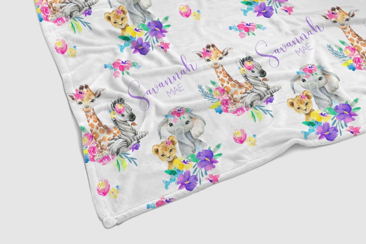 Safari Babe Personalized Baby Blanket - Minky Blanket