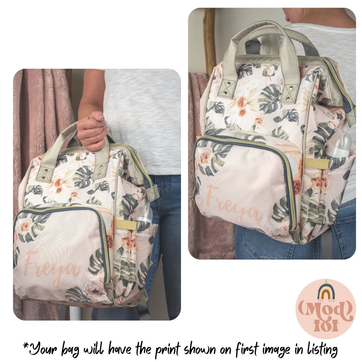 Safari Babe Personalized Backpack Diaper Bag - gender_girl, Safari Babe, text
