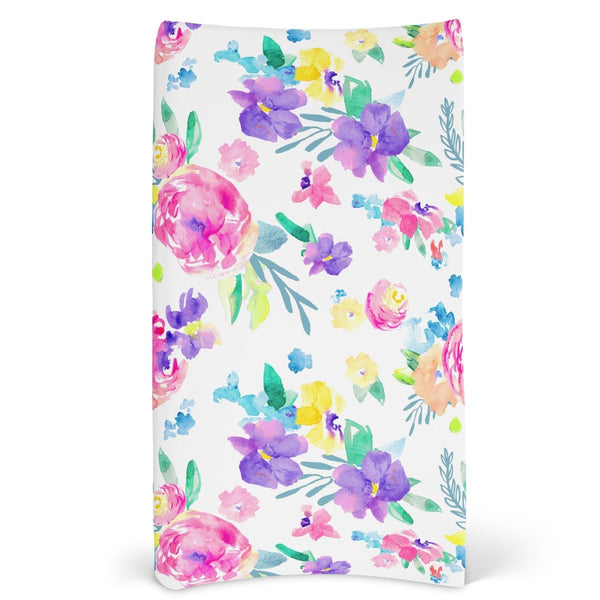 Safari Babe White Floral Changing Pad Cover
