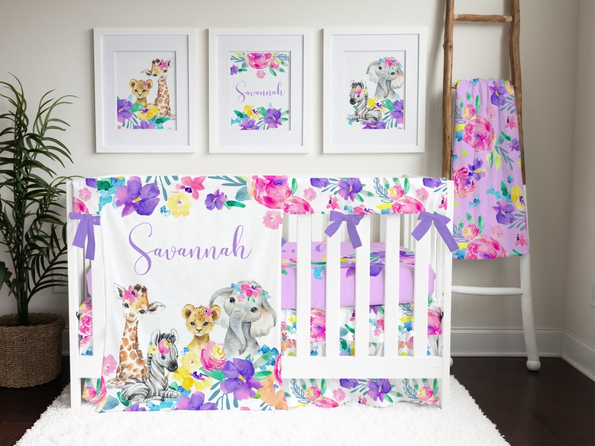 Safari Blooms Crib Rail Guards - gender_girl, Safari Babe, Theme_Floral