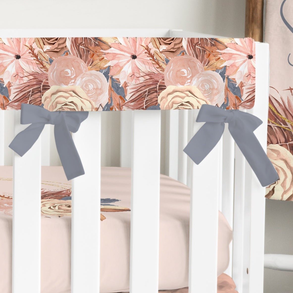 Soft Boho Blooms Crib Rail Guards - gender_girl, Theme_Boho, Theme_Floral