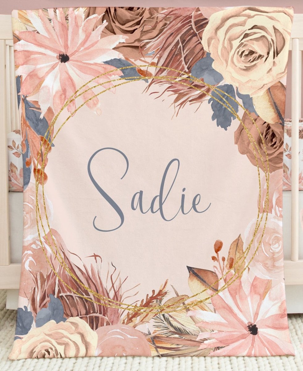 Soft Boho Floral Crib Bedding - gender_girl, text, Theme_Boho