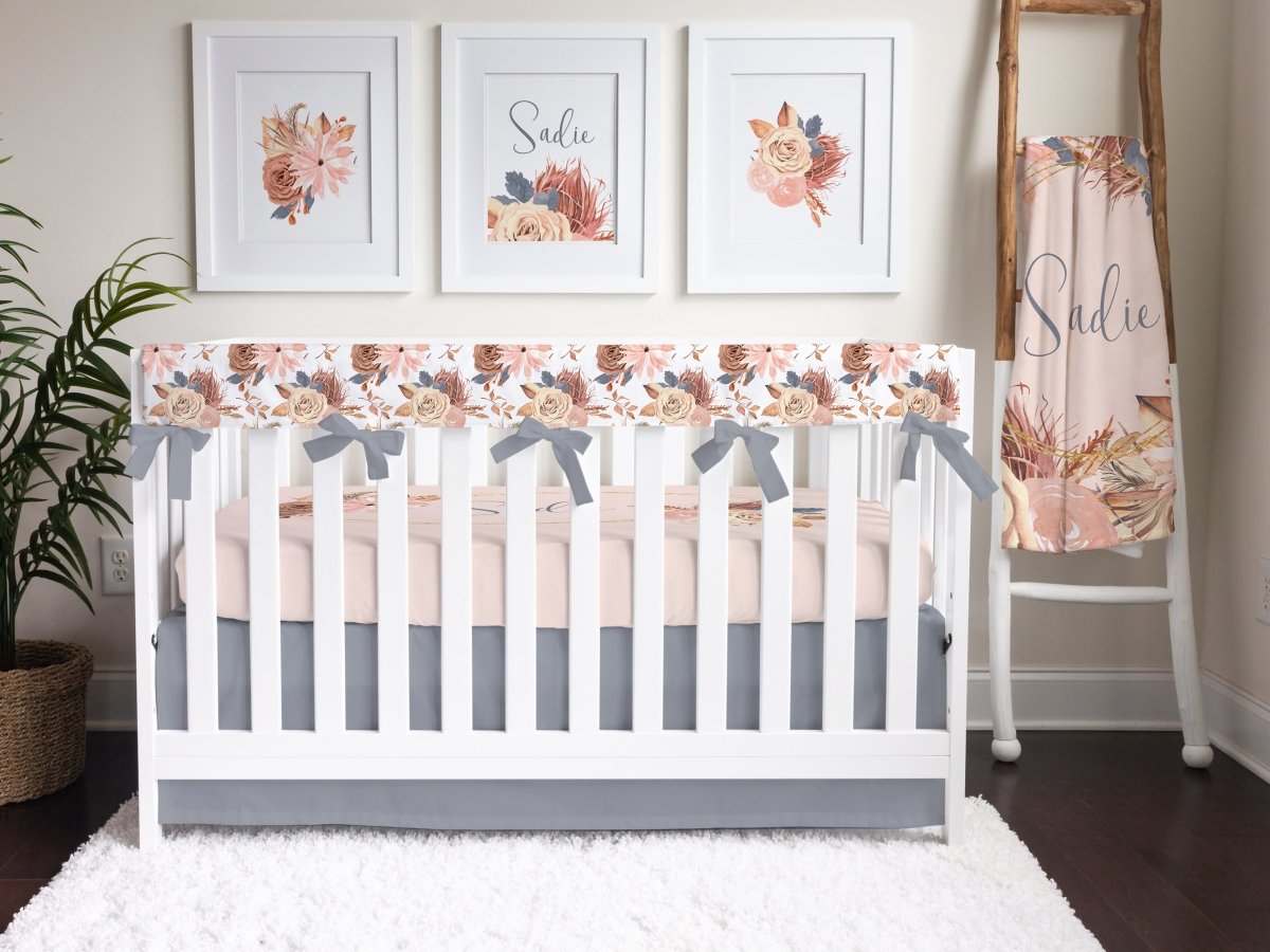 Soft Boho Floral Crib Bedding - gender_girl, text, Theme_Boho