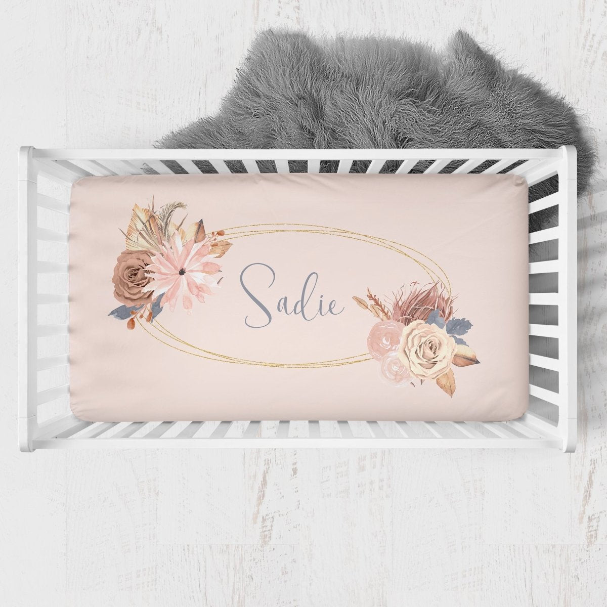 Soft Boho Floral Crib Bedding - gender_girl, text, Theme_Boho