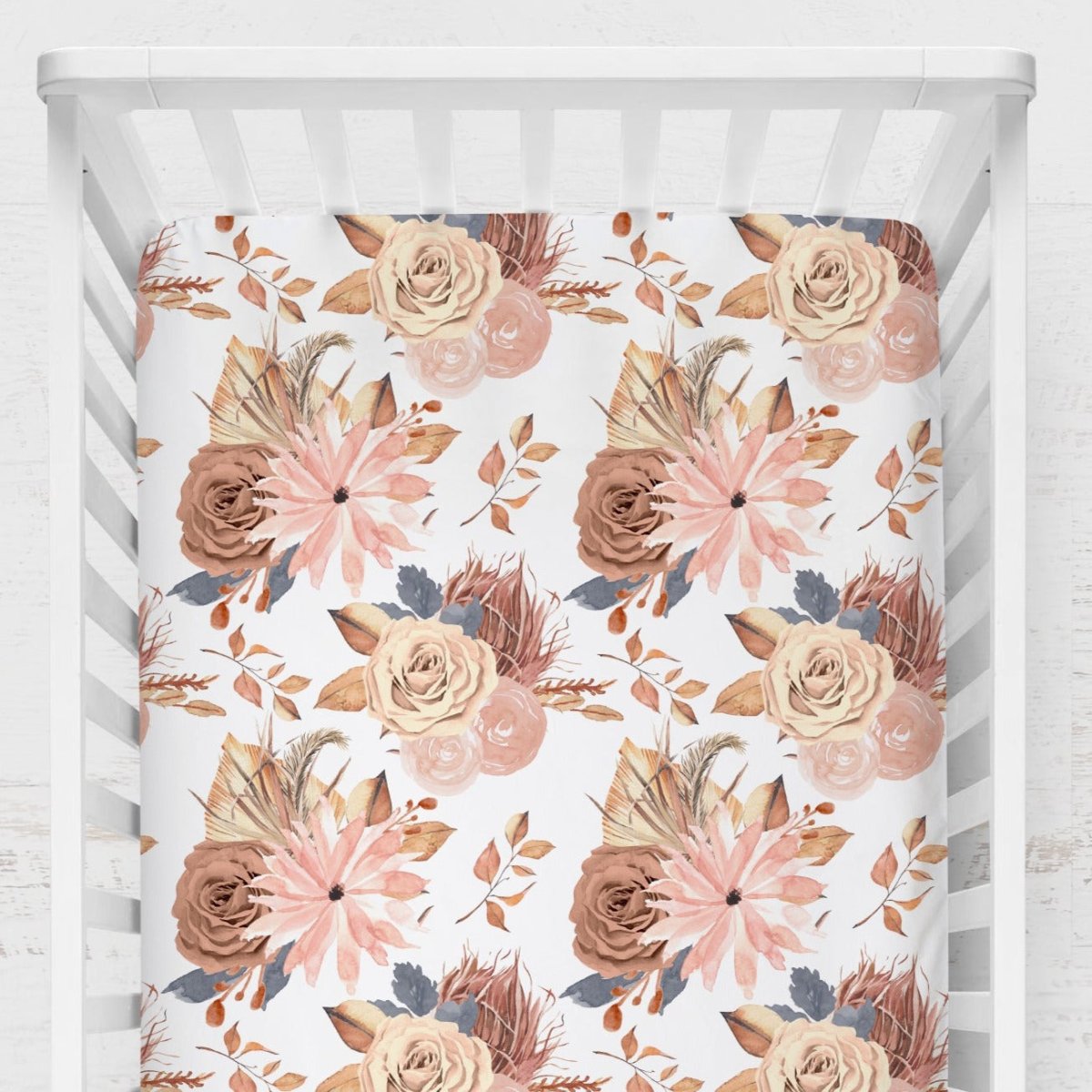 Soft Boho Floral Crib Sheet - gender_girl, Theme_Boho, Theme_Floral