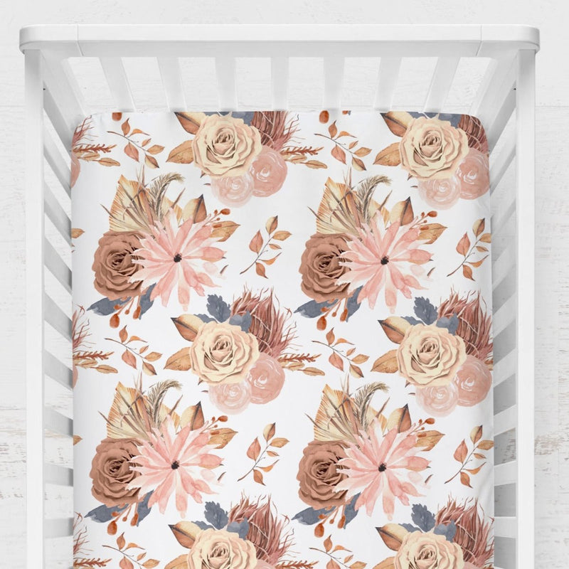 Soft Boho Floral Crib Sheet - gender_girl, Theme_Boho, Theme_Floral