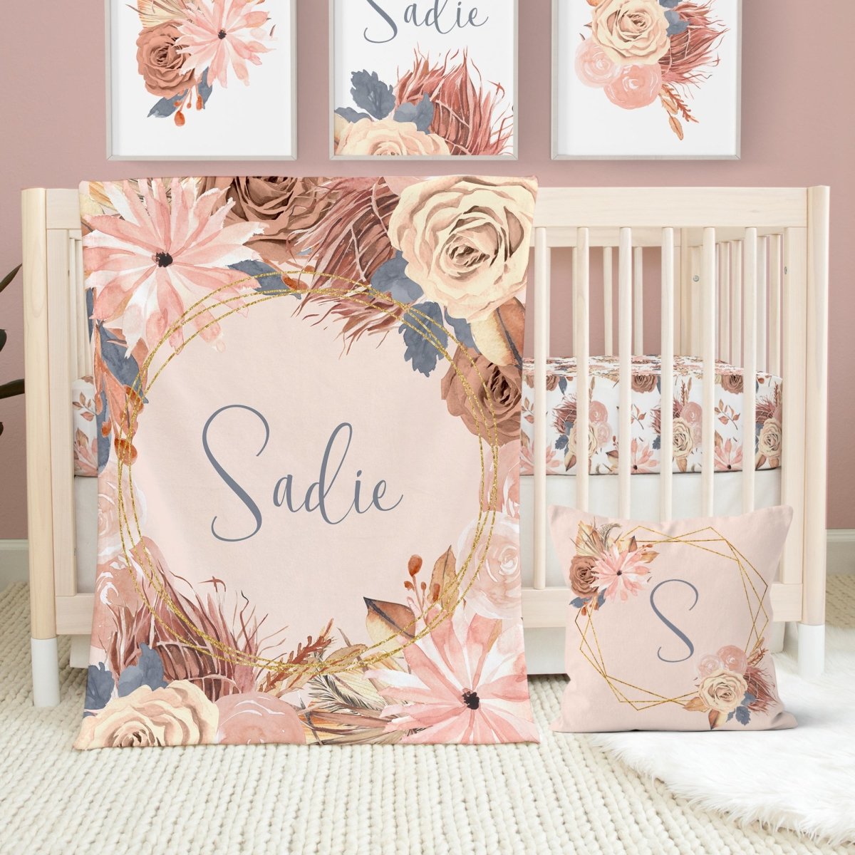 Soft Boho Floral Crib Sheet - gender_girl, Theme_Boho, Theme_Floral