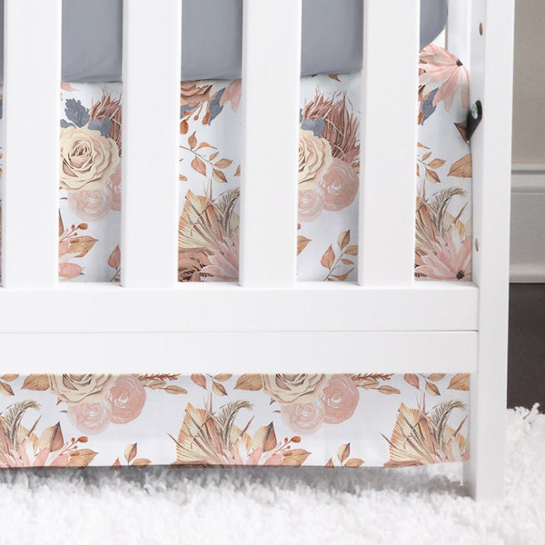 Soft Boho Floral Crib Skirt - gender_girl, Theme_Boho, Theme_Floral