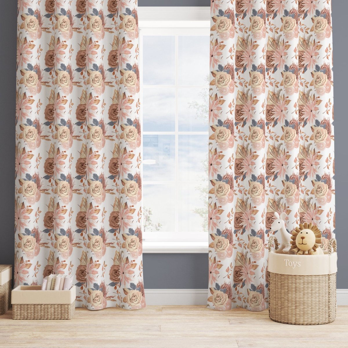 Soft Boho Floral Curtain Panel - gender_girl, Theme_Boho, Theme_Floral