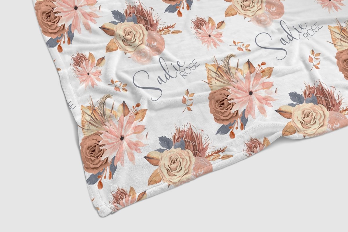 Soft Boho Floral Personalized Baby Blanket - gender_girl, Personalized_Yes, text