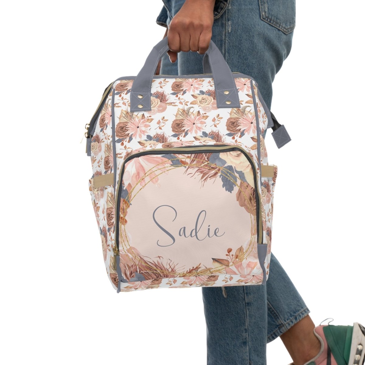 Soft Boho Floral Personalized Backpack Diaper Bag - gender_girl, text, Theme_Boho