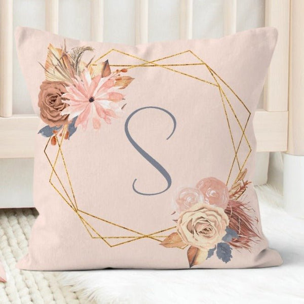 Soft Boho Floral Personalized Throw Pillow - gender_girl, text, Theme_Boho