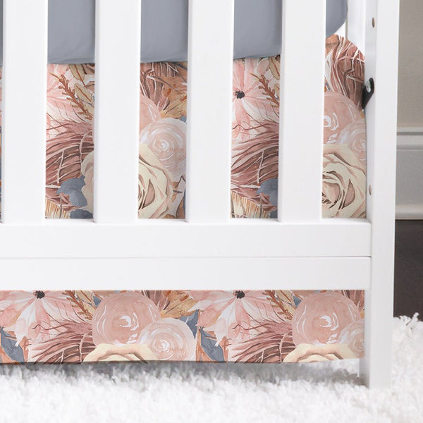 Soft Boho Large Floral Crib Skirt - gender_girl, Theme_Boho, Theme_Floral