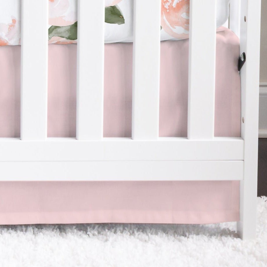 Solid Pink Crib Skirt - gender_girl, Theme_Floral, Theme_Solid