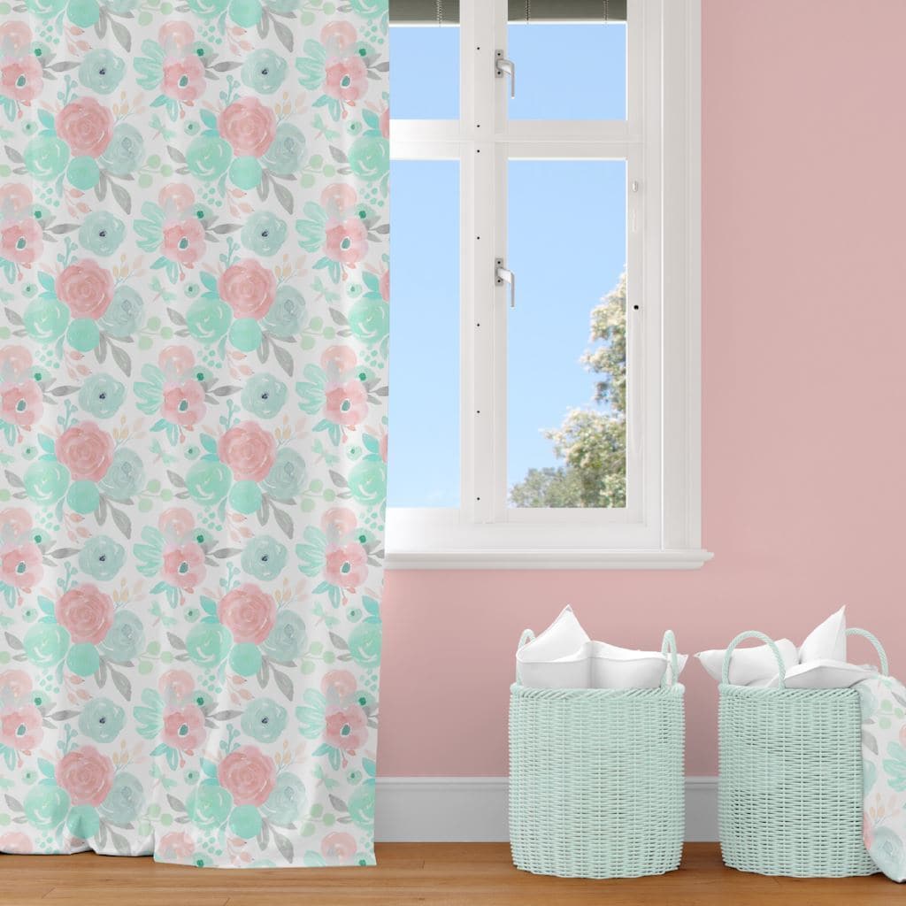 Spring Floral Curtain Panel - gender_girl, Spring Mint Floral, Theme_Floral