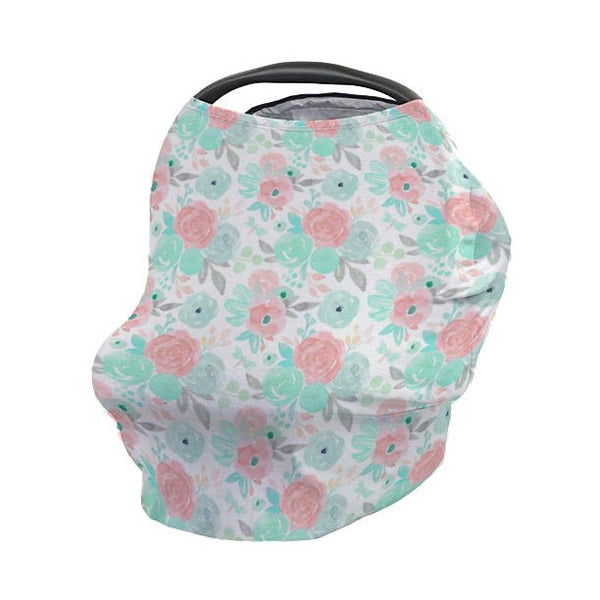Spring Mint Floral Car Seat Cover - gender_girl, Spring Mint Floral, Theme_Floral