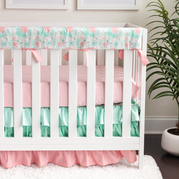 Spring Mint Floral Crib Bedding - gender_girl, Spring Mint Floral, Theme_Floral