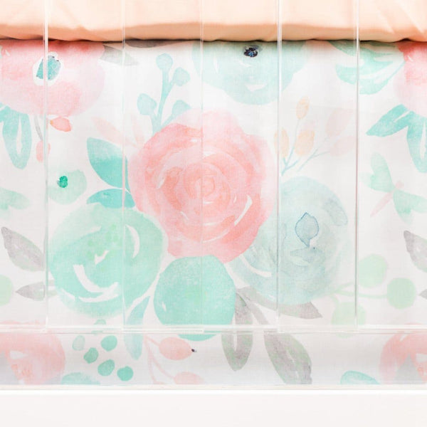 Spring Mint Floral Crib Skirt - gender_girl, Spring Mint Floral, Theme_Floral