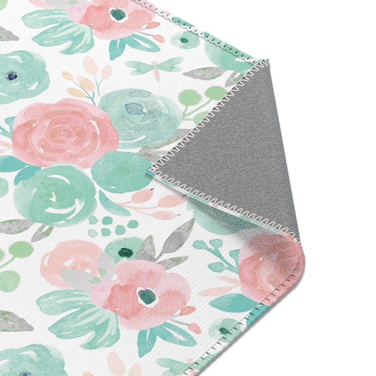 Spring Mint Floral Nursery Rug - gender_girl, Spring Mint Floral, Theme_Floral